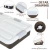 Beeveer 4 Pcs Plastic Under Bed Storage Container with Double Opening Lid Wheel Handle, Transparent Large Capacity Stackable Latching Festival Storage Bin for Closet Bedroom, 31.5x15.8x5.2 In(Brown) view 3