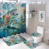 HDESDIS 4Pcs Abstract Fish Pond Shower Curtain Set, Forest Snow Mountain Novelty Bathroom Decor Set with Rug Bathroom Accessory Bathroom Curtain Shower Set, 72" x 72" view 1