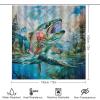 HDESDIS 4Pcs Abstract Fish Pond Shower Curtain Set, Forest Snow Mountain Novelty Bathroom Decor Set with Rug Bathroom Accessory Bathroom Curtain Shower Set, 72" x 72" view 2