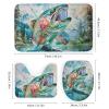 HDESDIS 4Pcs Abstract Fish Pond Shower Curtain Set, Forest Snow Mountain Novelty Bathroom Decor Set with Rug Bathroom Accessory Bathroom Curtain Shower Set, 72" x 72" view 3