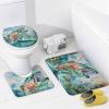 HDESDIS 4Pcs Abstract Fish Pond Shower Curtain Set, Forest Snow Mountain Novelty Bathroom Decor Set with Rug Bathroom Accessory Bathroom Curtain Shower Set, 72" x 72" view 4
