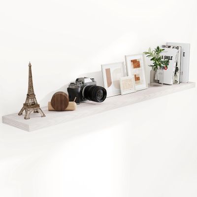 Fun Memories 72 Inch Long Floating Shelves for Wall, 72x9.3 Large Floating Shelf for Bedroom, Kitchen, Bathroom, Wall Mounted Rustic Wood Shelves with Invisible Bracket for Books, Decor, Brich