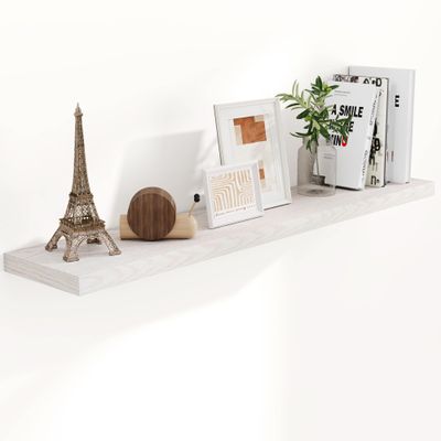 Fun Memories 55 Inch Long Floating Shelves for Wall, 55x9.3 Large Floating Shelf for Bedroom, Kitchen, Bathroom, Wall Mounted Rustic Wood Shelves with Invisible Bracket for Books, Decor, Brich