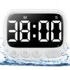 HAUKINIX Shower Timer Waterproof Bathroom Toilet Timer Digital Kitchen for Wall Mount, Study w/Foldable Stand, Countdown Stopwatch w/Suction Cup for Swim, Rechargeable, White view 1