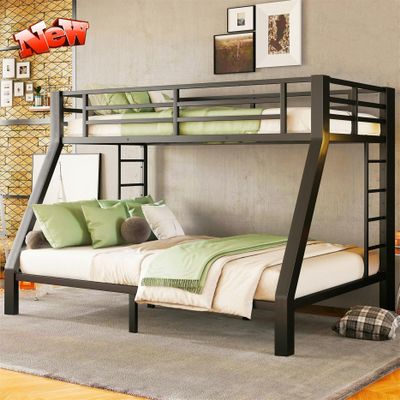 TIHWOALL Latest Upgrade & Stronger Steel Bunk Bed Twin XL Over Queen Size Bunkbed, Thickened Metal More Stable Heavy Duty More Rust-Proof Bunk Queen Bed Frame (Easier Assembly) (Twin XL Over Queen)