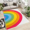 4x5 Boho Rainbow Rug for Living Room- Cartoon Rainbow Classroom Area Rug, Non-Slip Low Pile Non-Shedding Foldable Washable Nursery Mat for Entryway Hallway Playroom Home Decor Carpet view 2
