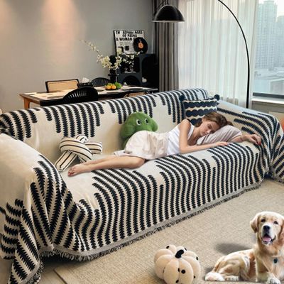 DiiuuAII Couch Covers with Tassel, Washable Chenille Anti-Scratch Couch Protectors for Sectional Sofa, Pet & Cat Friendly