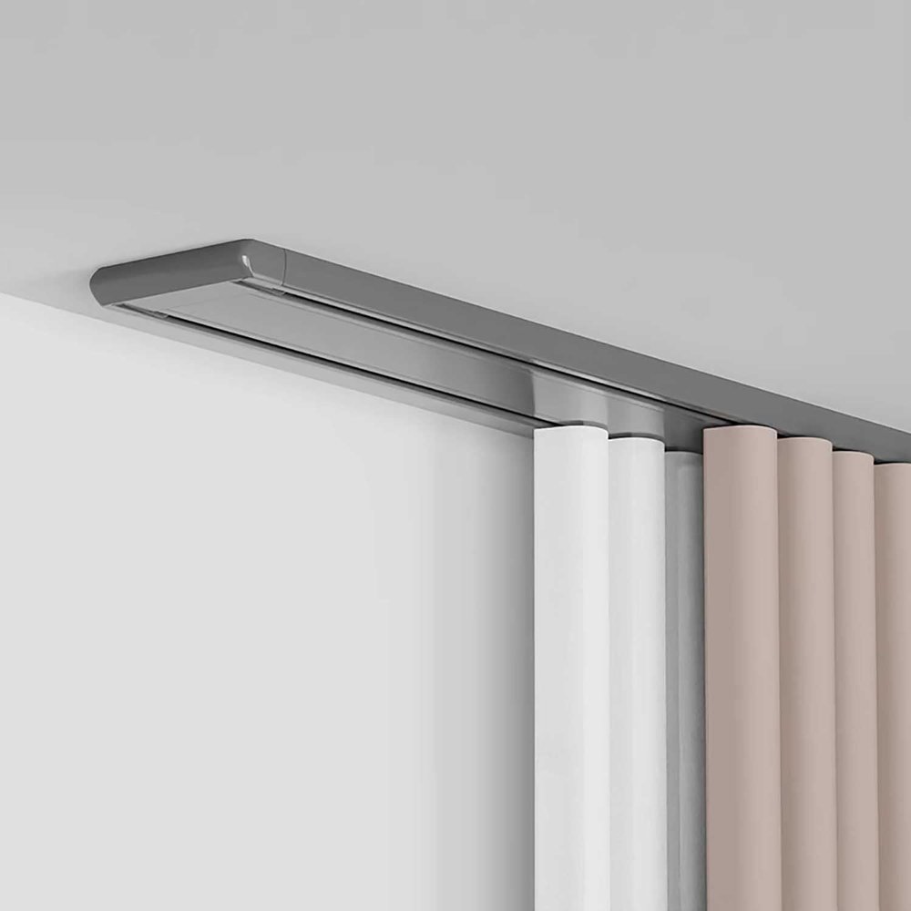 Bcofo Double Row Curtain Track Silent Heavy Duty Drop Ceiling Curtain Track for Curtains-Room Divider for Living Room Bedroom Hospital Easy Install(Gray,2.5m(8.2ft))