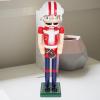 LUOZZY 15Inch Rugby Nutcracker Figurine Wooden Nutcracker Statue with Rugby Christmas Nutcracker Gift for Table and Shelf Home Decor view 4