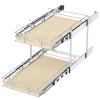 ROOMTEC 2 Tier Individual Pull Out Cabinet Organizer 10"W x 21"D, Slide Out Wood Shelves Organizers, Pull Out Drawers Organization and Storage for Kitchen Cabinet view 1