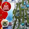Riceshoot 30 Pcs Velvet Christmas Bow Decoration, 11 x 6.3 Inch Large Bows for Christmas Tree Gift, Xmas Ribbon Garland Ornaments for Wreath Garland Gift Wrapping Crafts Wedding Party(Green) view 4