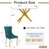 Gnrolaz 5-Piece Gold Glass Dining Table Set,51'' Tempered Glass Dining Table Sets for 4,Modern Rectangular Table and 4 Green Tufted Velvet Chairs with X-Shaped Metal Legs for Home Furniture view 3