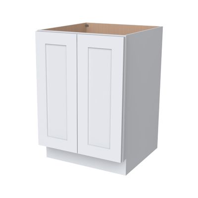 RTA Solid Wood Frame Full Height Door Base Cabinet - 2 Doors and 1 Shelf,Kitchen Storage Cabinet, Entryway Cabinet, Suitable Kitchen, Living Room, Entryway, and Office(White 24W24D34.5H)