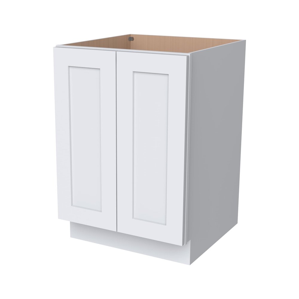 RTA Solid Wood Frame Full Height Door Base Cabinet - 2 Doors and 1 Shelf,Kitchen Storage Cabinet, Entryway Cabinet, Suitable Kitchen, Living Room, Entryway, and Office(White 24W24D34.5H)