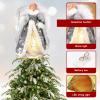Yallmie 12 Inch Christmas Angel Tree Topper with Lights, Christmas Tree Angel Lighted Tree Topper Angel Figurine, Angel Christmas Tree Topper for Party Holiday Decoration Supplies (Gold) view 4