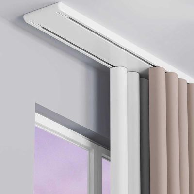 Bcofo Double Row Curtain Track Silent Heavy Duty Drop Ceiling Curtain Track for Curtains-Room Divider for Living Room Bedroom Hospital Easy Install(White,2m(6.6ft))