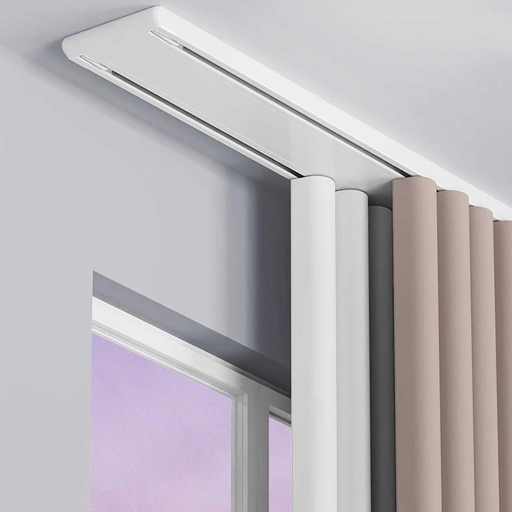 Bcofo Double Row Curtain Track Silent Heavy Duty Drop Ceiling Curtain Track for Curtains-Room Divider for Living Room Bedroom Hospital Easy Install(White,2m(6.6ft))