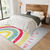 3x4 Cartoon Colorful Rainbow Girls Room Rug- Modern Abstract Boho Rainbow Kids Area Rug, Anti-Slip Low Pile Foldable Washable Hardwearing Mat for Living Room Entryway Hallway Playroom Classroom view 3