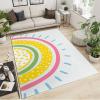 4x6 Kids Boho Abstract Rainbow Rug - Rainbows Weather Print Area Rug, Anti-Slip Low Pile Foldable Washable Soft Mat for Living Room Entryway Hallway Classroom Playroom Bath Room Apartment view 2