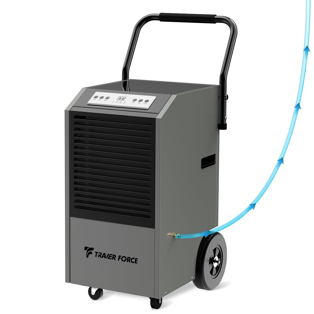 Traver Force Commercial Dehumidifier, 170 Pint Large Dehumidifier with Pump Drain Hose, Up to 7,500 sq. ft, for Crawl Space, Basement, Warehouse, Water Damage Restoration, Job Sites