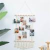 Estink Hanging Photo Display Macrame, Boho Wall Hanging Photos Organizer Cotton Pictures Display Holder for Home Bedroom Dormitory Living Room Craft Room Office Decoration view 2