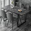5 Piece Dining Table Set, 55" Dining Table Set for 4 with Chairs,1.5" Thick Density Black Board Tabletop with Metal Frame and 4 Fabric Suede Chairs, Modern Dining Table Set for 4 Suitable Kitchen view 1