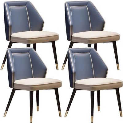 HAOKAZLBR Modern Dining Room Chairs Upholstered Dinner Chair Dining Chairs Set of 4 West Leather Upholstered Accent Chairs Carbon Steel Metal Chairs Kitchen Living Room Side Chairs(Blue)