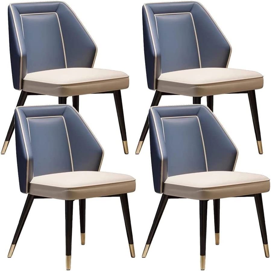 HAOKAZLBR Modern Dining Room Chairs Upholstered Dinner Chair Dining Chairs Set of 4 West Leather Upholstered Accent Chairs Carbon Steel Metal Chairs Kitchen Living Room Side Chairs(Blue)