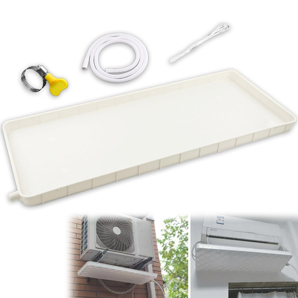 Air Conditioner Drip Pan Window, Air Conditioner External Unit Drip Pan, Drip Pan for Portable Air Conditioner for Indoor/Outdoor Split Air Conditioner(1-2P-400cm Hose)