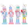 Homoyoyo 4.72Inch Candy Wooden Soldier Nutcracker 4pcs Nutcracker Christmas Decor Figurines Pastel Nutcracker Decor Christmas Nutcrackers Ornaments Set for Christmas Tree Party Supply view 1