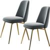 HAOKAZLBR Modern Dining Room Chairs Upholstered Dinner Chair Dining Chairs Set of 2 Leisure Modern Living Dining Room Accent Chairs Velvet Upholstered Seat and Backrest with Gold Metal Legs(Grey) view 1