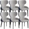HAOKAZLBR Modern Dining Room Chairs Upholstered Dinner Chair Kitchen PU Leather Dining Chairs Set of 6 Modern Kitchen High Back Padded Soft Seat Sturdy Carbon Steel Metal Legs(Grey Blue) view 1