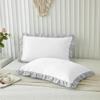 Dual Tone Ruffle Pillow Shams Standard Size Set of 2, 20X26 - Unique Ruffled Fringe Design Pillow Cases Soft & Breathable - Luxurious Decorative Pillow Covers 20X26 - (White-Silver Grey) view 1