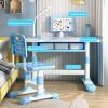 Haibinsuo Kids Functional Desk and Chair Set, Ergonomic Height Adjustable Children School Study Desk with Tilt Desktop, Student School Writing Study Table with Storage Drawer for Boys Girls Blue view 3