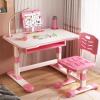 Haibinsuo Kids Functional Desk and Chair Set, Ergonomic Height Adjustable Children School Study Desk with Tilt Desktop, Student School Writing Study Table with Storage Drawer for Boys Girls Pink view 1