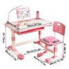 Haibinsuo Kids Functional Desk and Chair Set, Ergonomic Height Adjustable Children School Study Desk with Tilt Desktop, Student School Writing Study Table with Storage Drawer for Boys Girls Pink view 2