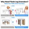 Square Folding Table Leg Extenders, 5-Level Adjustable Table Leg Risers view 3