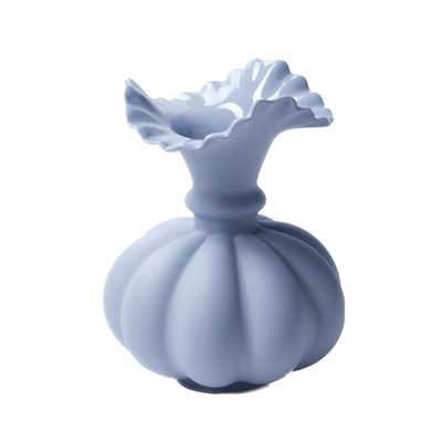 Ceramic Joe Beautiful Ceramic Vases Handcrafted with Wavy Bottle Mouths and Pumpkin Shaped Bottle Bodies (Blue)