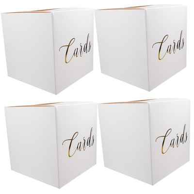 Amosfun 4sets Rustic Wedding Card Box Elegant Card Storage for Reception Money Box for Bridal Showers Graduations and Special Occasions