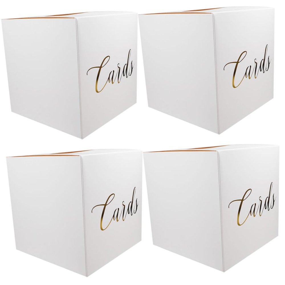 Amosfun 4sets Rustic Wedding Card Box Elegant Card Storage for Reception Money Box for Bridal Showers Graduations and Special Occasions