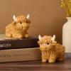 Whbbbj Cute Mini Simulation Calf Ornaments, Mini Calf Statue, Resin Scottish Highland Cattle Figurine, Highland Cow Decor, Collectible Art Crafts, Creative Resin Crafts, for Home, Office(Yellow,B) view 3