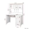 White Computer Desk with Hutch, Keyboard Tray and Bookshelf, Home Office Writing Study Desk with Drawer & Cabinet PC Laptop Desk Study Writing Gaming Table Laptop Workstation for Working Studying view 2