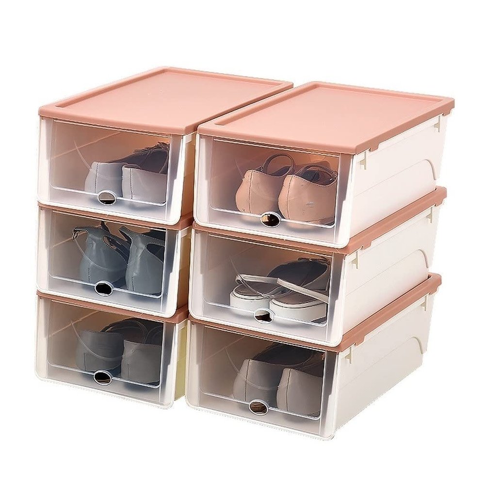 BINGQIAN Shoe Rack Stackable Shoe Rack Portable Shoe Rack Storage and Sorting Box Space-Saving Household Storage Box Shoe Cabinet(C)