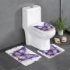 WZYWHJ Purple Oil Painting Butterfly Picture Bathroom mat Sets of 4 Bathroom Floor Mats,Non-Slip, Durable,Does Easy to Clean Suitable for Bathroom and Toilet view 1