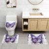 WZYWHJ Purple Oil Painting Butterfly Picture Bathroom mat Sets of 4 Bathroom Floor Mats,Non-Slip, Durable,Does Easy to Clean Suitable for Bathroom and Toilet view 3