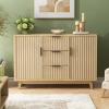 47.2" W Storage Cabinet with 3 Drawers, Fluted Buffet Cabinet with Storage, Large Sideboard Cabinet with 2 Door, Modern Mid Century TV Stand Coffee Bar Cabinet for Living Room, Kitchen, Entryway view 1