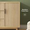 47.2" W Storage Cabinet with 3 Drawers, Fluted Buffet Cabinet with Storage, Large Sideboard Cabinet with 2 Door, Modern Mid Century TV Stand Coffee Bar Cabinet for Living Room, Kitchen, Entryway view 3