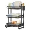 3 Tier Black Dish Drainer Rack with Drip Tray, Draining Dish Rack Drainer with Utensils Holder, Dish Drying Rack Kitchen Drainer for Small Kitchen Countertop view 1