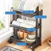 3 Tier Black Dish Drainer Rack with Drip Tray, Draining Dish Rack Drainer with Utensils Holder, Dish Drying Rack Kitchen Drainer for Small Kitchen Countertop view 3