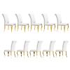 AUZ Dining Chairs, White Boucle Upholstered Dining Chairs with Rolled Back, Gold Mirrored Stainless Steel Cabriole Legs, Set of 10 view 1